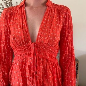 Free People coral blouse